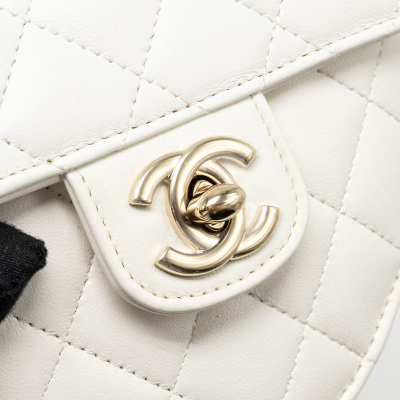 Chanel Small Heart Bag Lambskin White LGHW