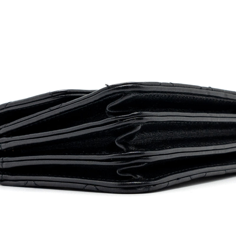 chanel top handle mini flap bag with chain lambskin black LGHW (microchip)