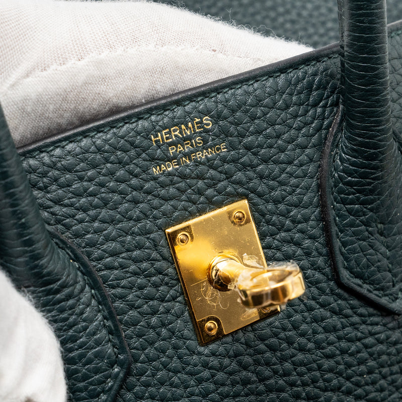 Hermes Birkin 25 Togo Vert Cypres GHW Stamp U