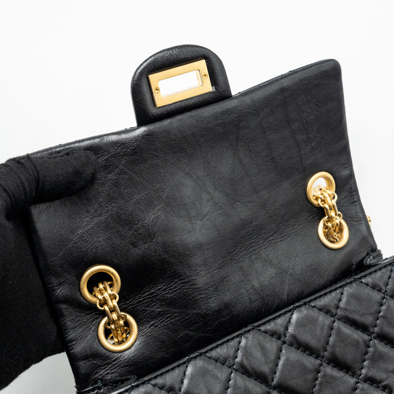 Chanel Mini 2.55 reissue flap bag aged calfskin black GHW