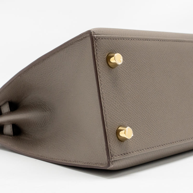 Hermes Kelly 25 Epsom 8F Gris Etain GHW stamp D