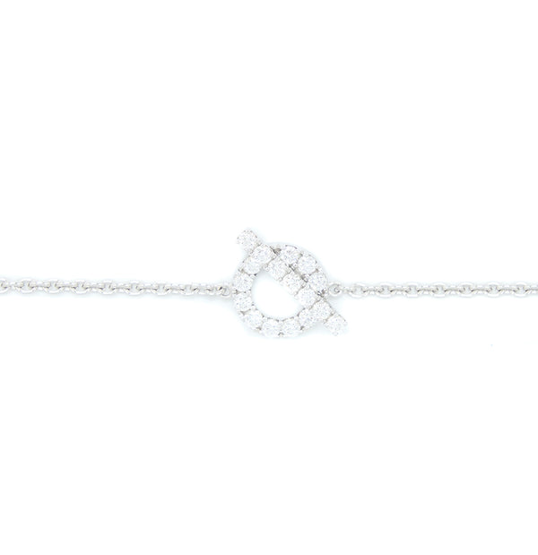 Hermes Size SH Finesse Bracelet White Gold Diamonds