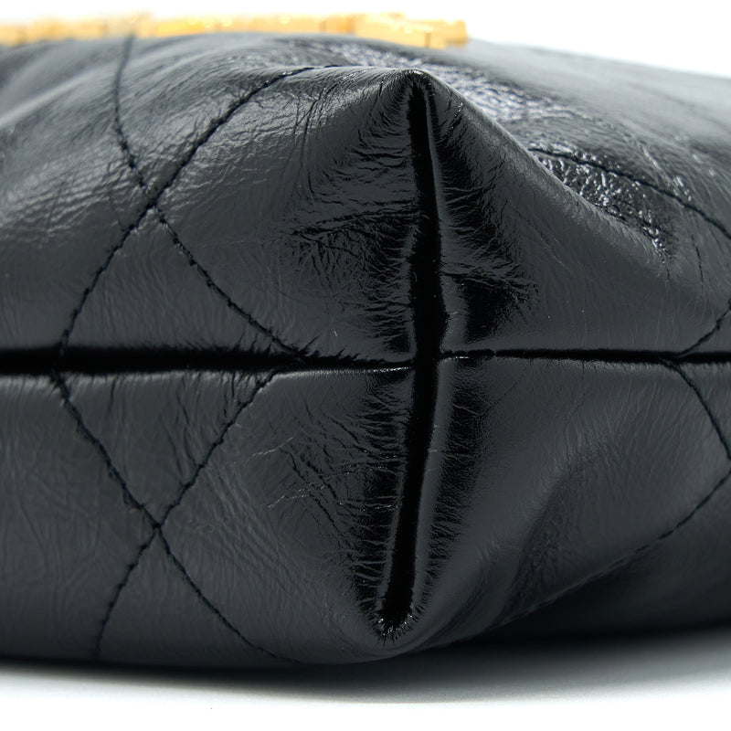 Chanel 23S Mini 22 Bag with Pearl Shiny Calfskin Black GHW (Microchip)