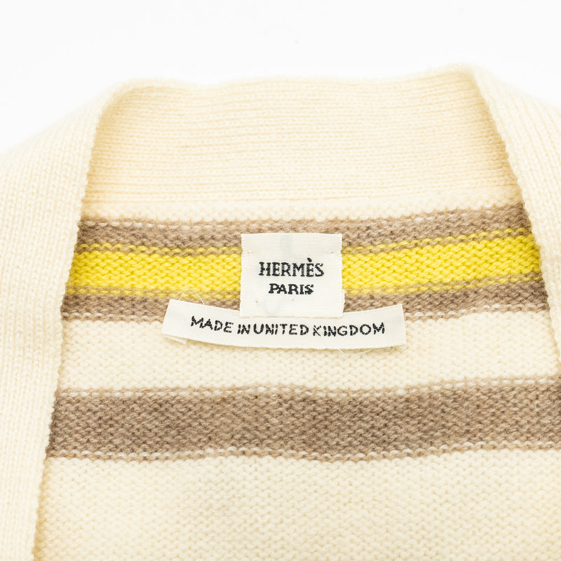 Hermes Size 36 Long Cardigan Cashmere Beige/Yellow/Brown