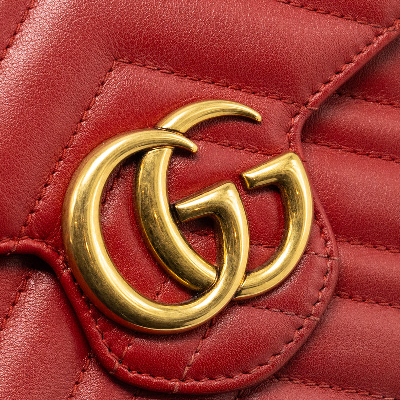 Gucci Marmont flap wallet with chain calfskin red GHW