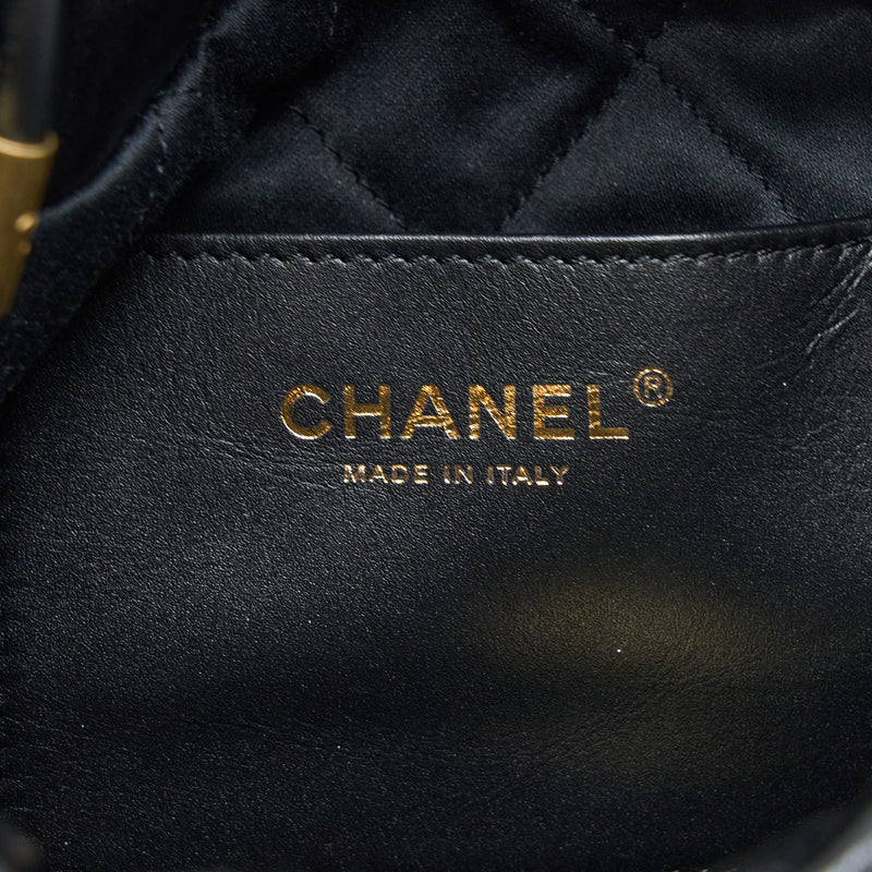 Chanel 23S Mini 22 Bag with Pearl Shiny Calfskin Black GHW (Microchip)