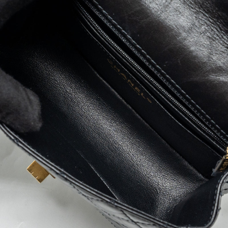 Chanel Mini 2.55 reissue flap bag aged calfskin black GHW