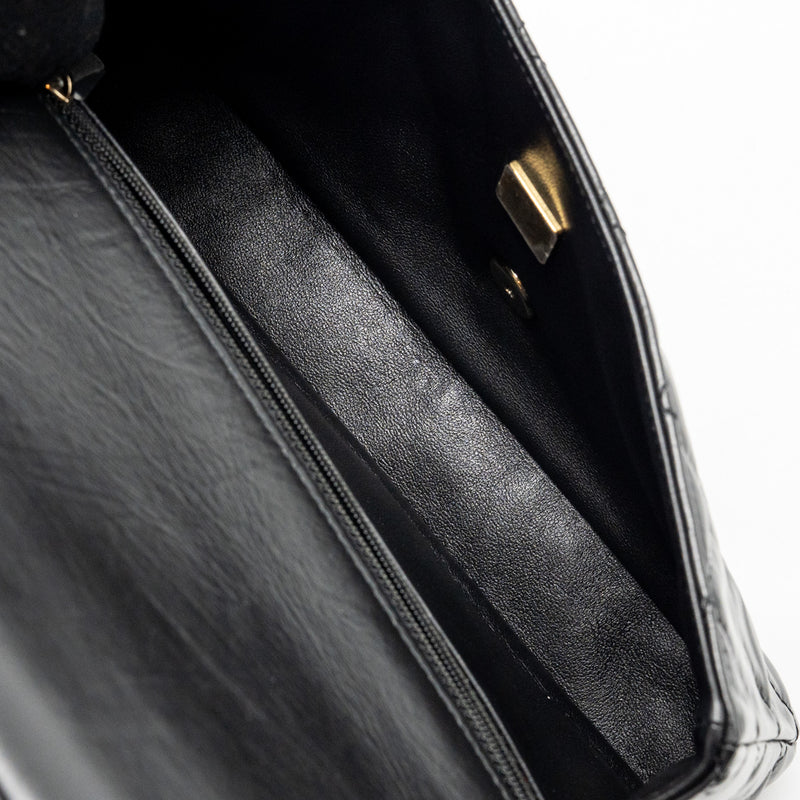 Chanel 23A Classic Flap Clutch Shiny Calfskin Black GHW (microchip)
