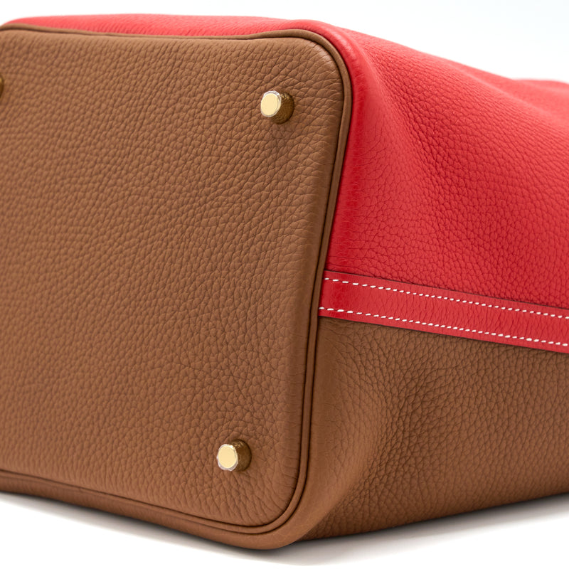 Hermes Picotin 22 Lock Bag Clemence Rouge De Coeur/Gold GHW Stamp Y