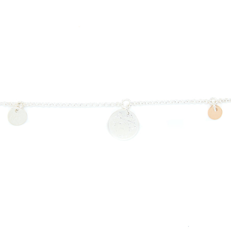 Hermes Ex-Libris Bracelet, Small Model Sterling Silver/Rose Gold with Toggle Closure