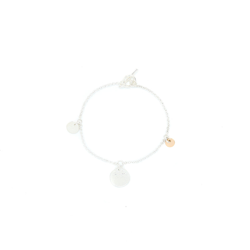 Hermes Ex-Libris Bracelet, Small Model Sterling Silver/Rose Gold with Toggle Closure