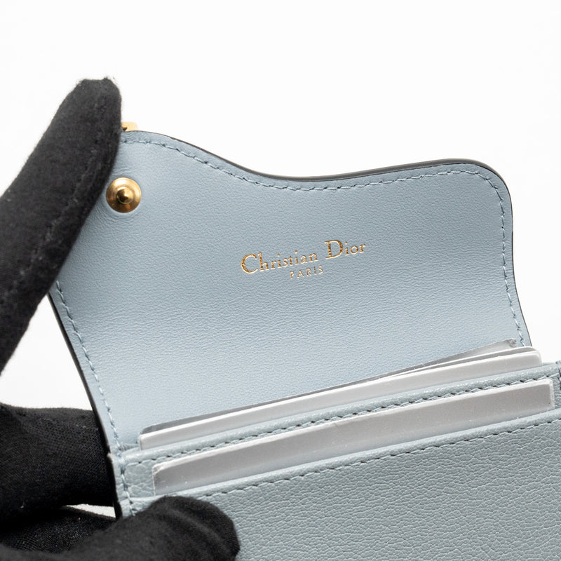 Dior Saddle Bloom Card Holder Goatskin Cloud Blue GHW