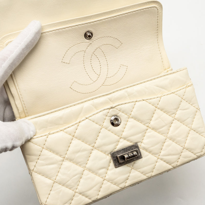 Chanel Mini 2.55 Reissue Flap Bag Aged Calfskin Creamy White With Ruthenium Hardware