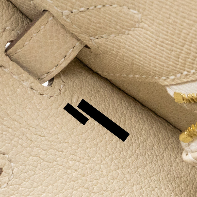 Hermes Kelly 25 Epsom Craie GHW stamp U