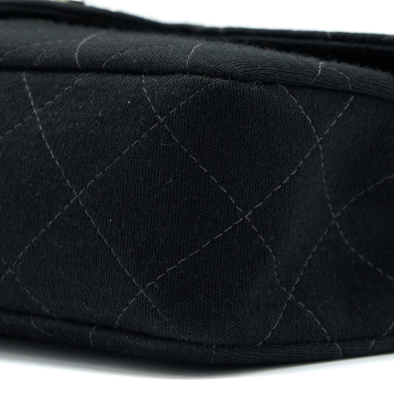 Chanel Vintage Medium Single Flap Bag Fabric Black SHW