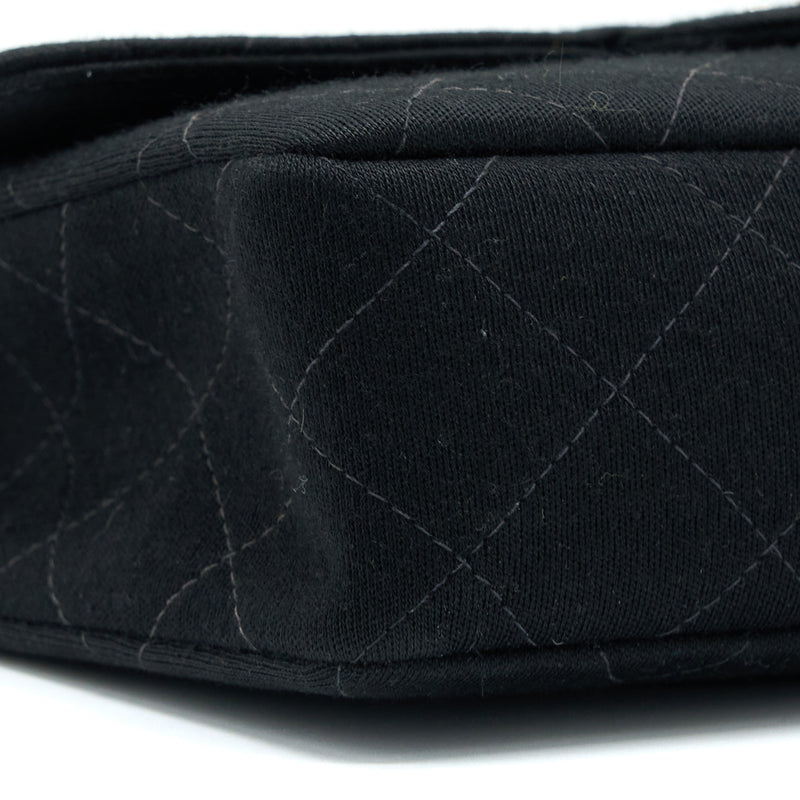 Chanel Vintage Medium Single Flap Bag Fabric Black SHW