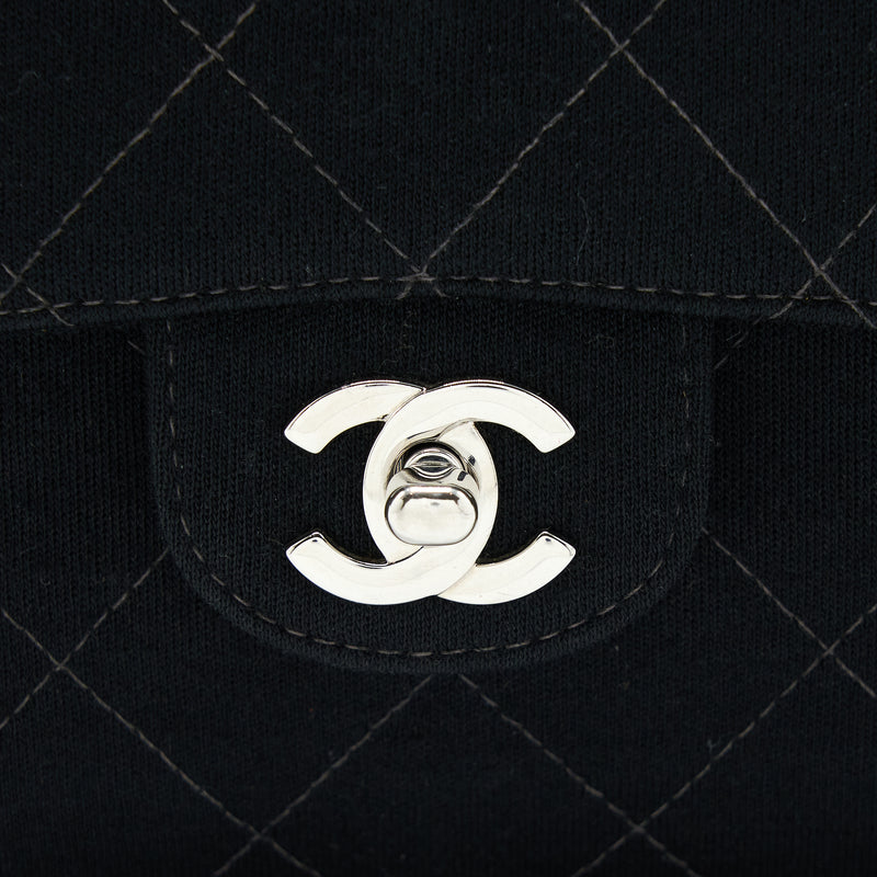 Chanel Vintage Medium Single Flap Bag Fabric Black SHW