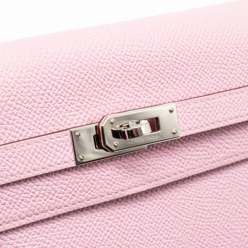 Hermes Kelly Long Wallet Epsom Mauve Sylvestre / Jaune Citron SHW Stamp D