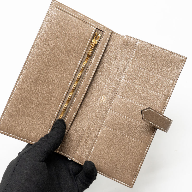 Hermes bearn long wallet chèvre mysore etoupe GHW stamp U