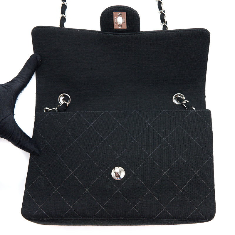 Chanel Vintage Medium Single Flap Bag Fabric Black SHW