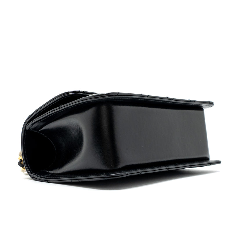 Chanel 24C gold crush mini flap bag calfskin black GHW  (microchip)
