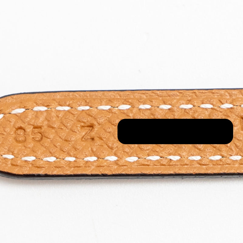 Hermes Size 85 13mm Gamma Belt Buckle & Reversible Leather Strap Gold/Black SHW Stamp Z