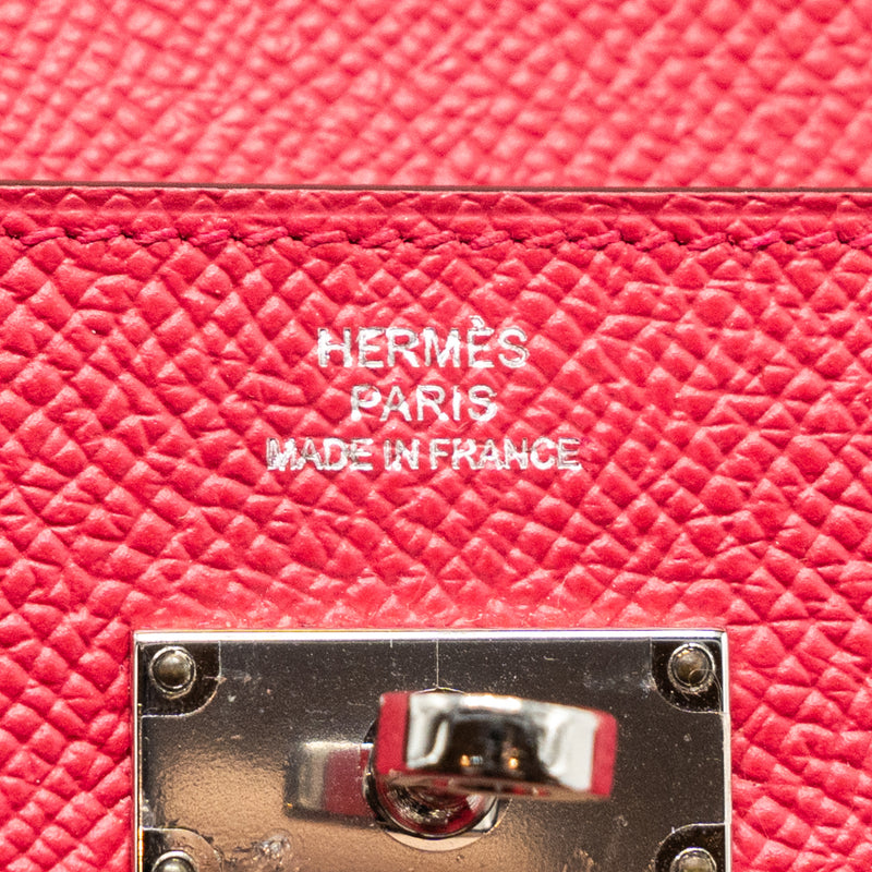 Hermes Kelly Long Wallet Epsom Rose Extreme SHW Stamp A