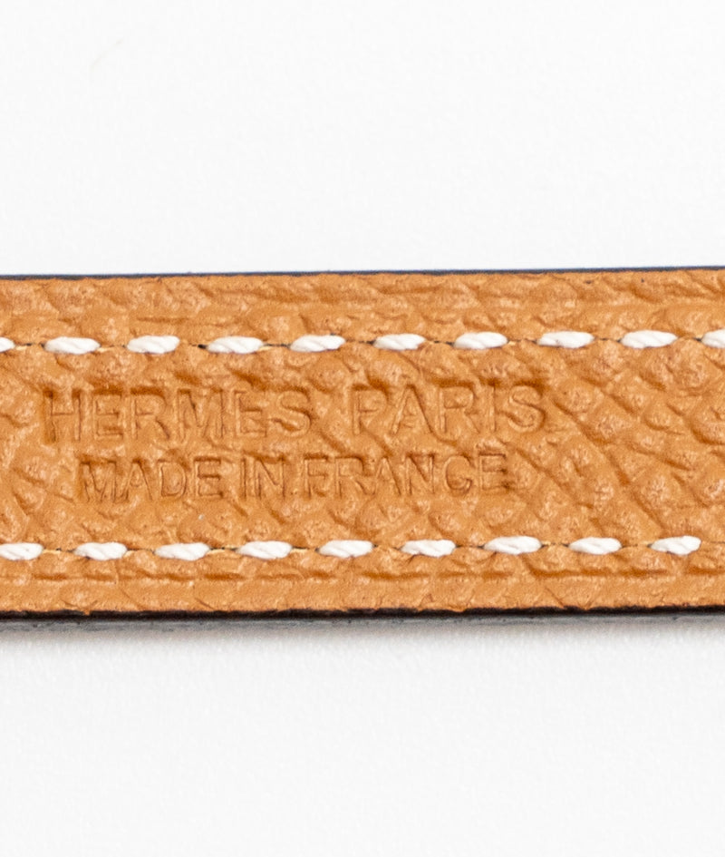 Hermes Size 85 13mm Gamma Belt Buckle & Reversible Leather Strap Gold/Black SHW Stamp Z