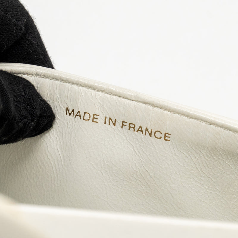 Chanel Vintage Medium Classic Double Flap Bag White Lambskin GHW