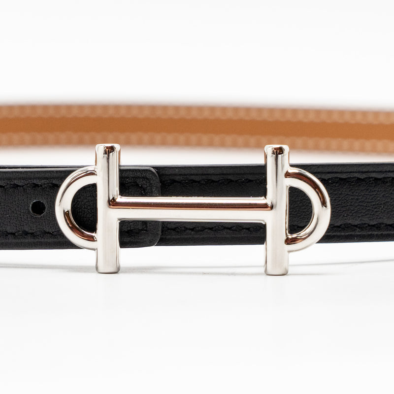 Hermes Size 85 13mm Gamma Belt Buckle & Reversible Leather Strap Gold/Black SHW Stamp Z