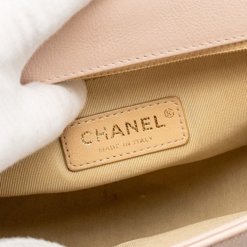 Chanel 17C Click Label Shoulder Bag Calfskin Light Pink LGHW