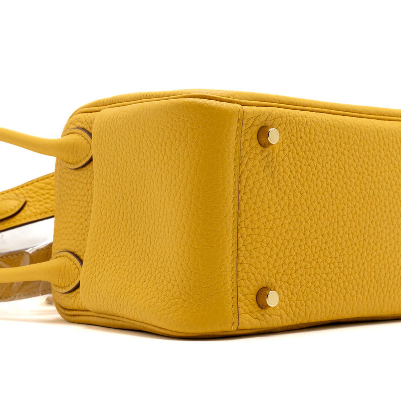 Hermes mini lindy clemence jaune amber GHW stamp D