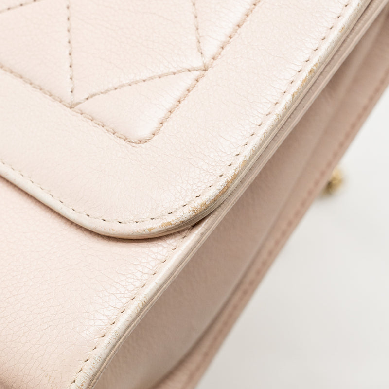 Chanel 17C Click Label Shoulder Bag Calfskin Light Pink LGHW