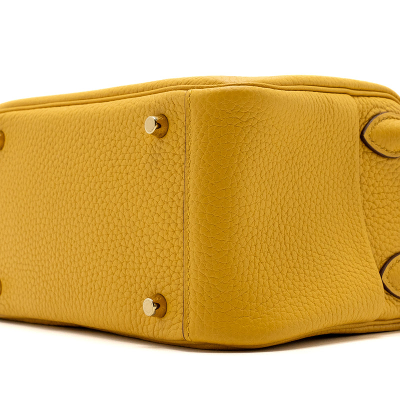 Hermes mini lindy clemence jaune amber GHW stamp D
