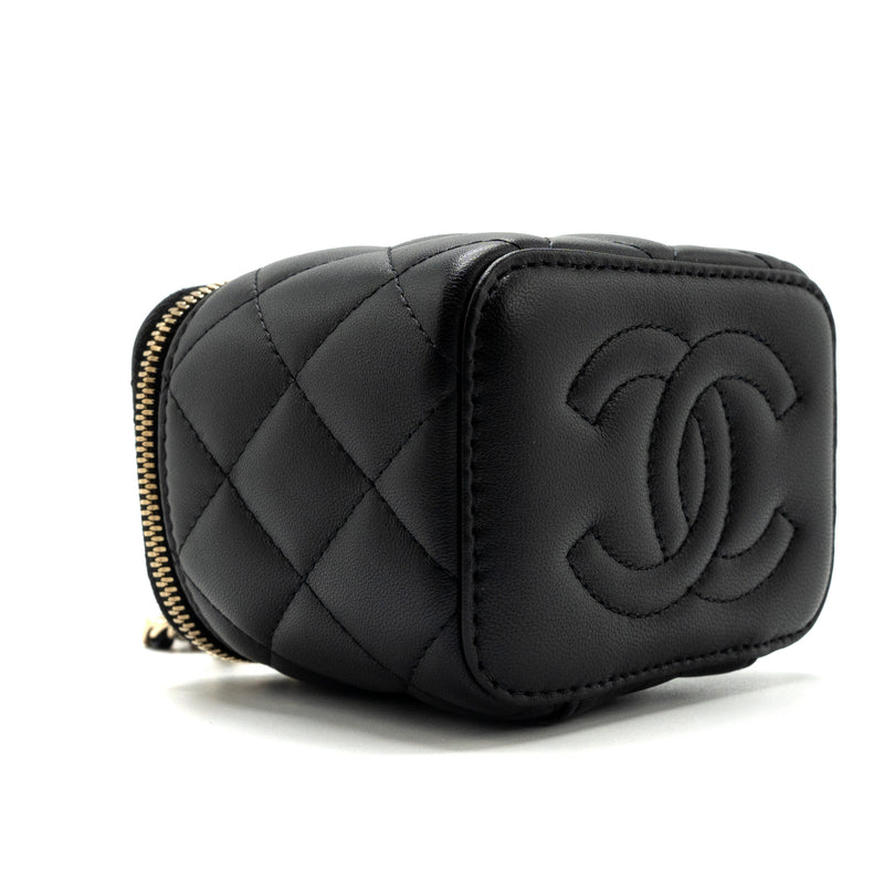 Chanel Pearl Crush Mini Vanity Case Lambskin Black LGHW(microchip)