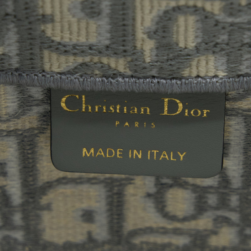 Dior Medium Book Tote Dior Oblique Embroidery Canvas Grey