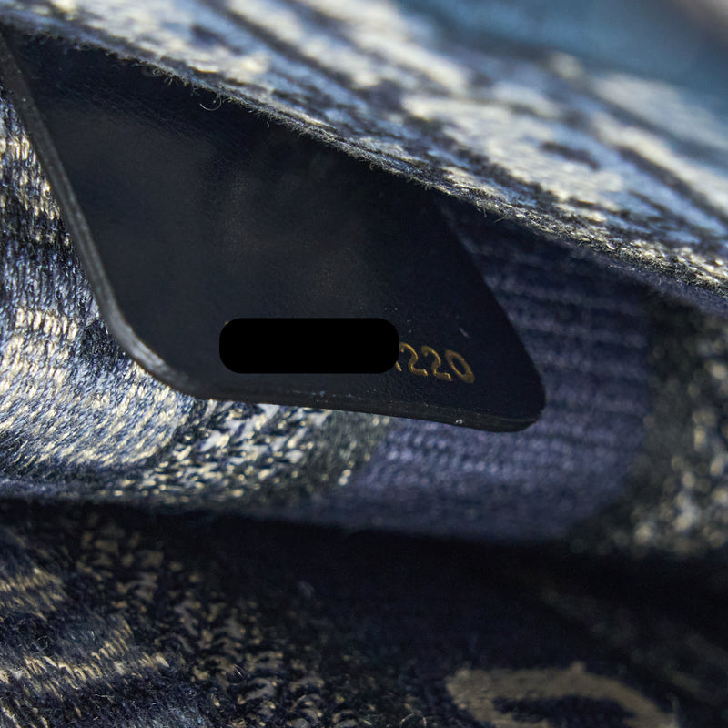 Dior Mini Book Tote Blue Oblique Embroidery
