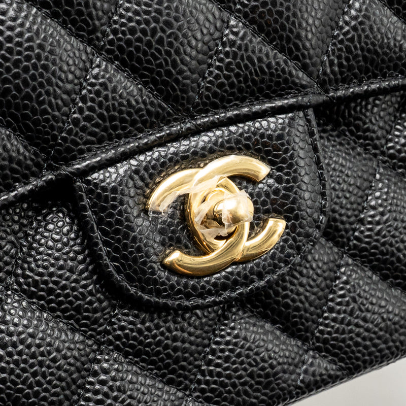 CHANEL Small Classic Double Flap Bag Caviar Black GHW (Microchip)