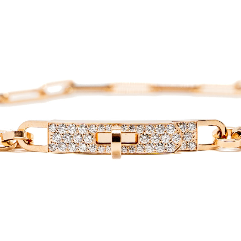 Hermes kelly chaine double bracelet small model rose gold,diamonds