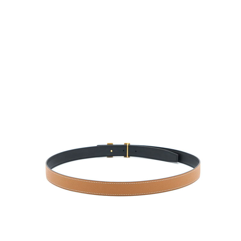Hermes Size 85 H Buckle Reversible Belt Epsom/Swift Gold/Black GHW Stamp Z