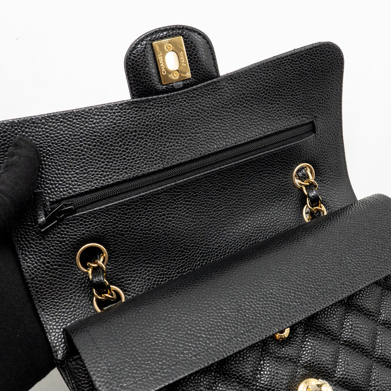 CHANEL Small Classic Double Flap Bag Caviar Black GHW (Microchip)