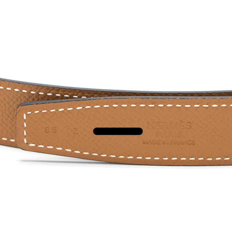 Hermes Size 85 H Buckle Reversible Belt Epsom/Swift Gold/Black GHW Stamp Z