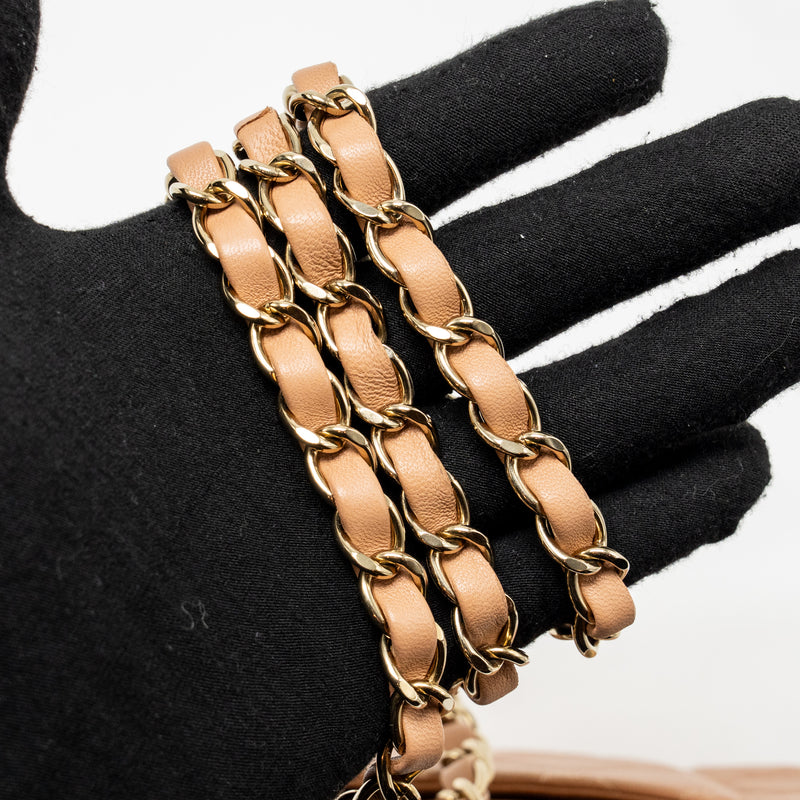 Chanel Mini Rectangular Flap Bag Lambskin Beige LGHW (Microchip)