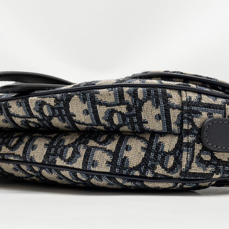 Dior Medium Saddle Bag Blue Oblique Canvas GHW