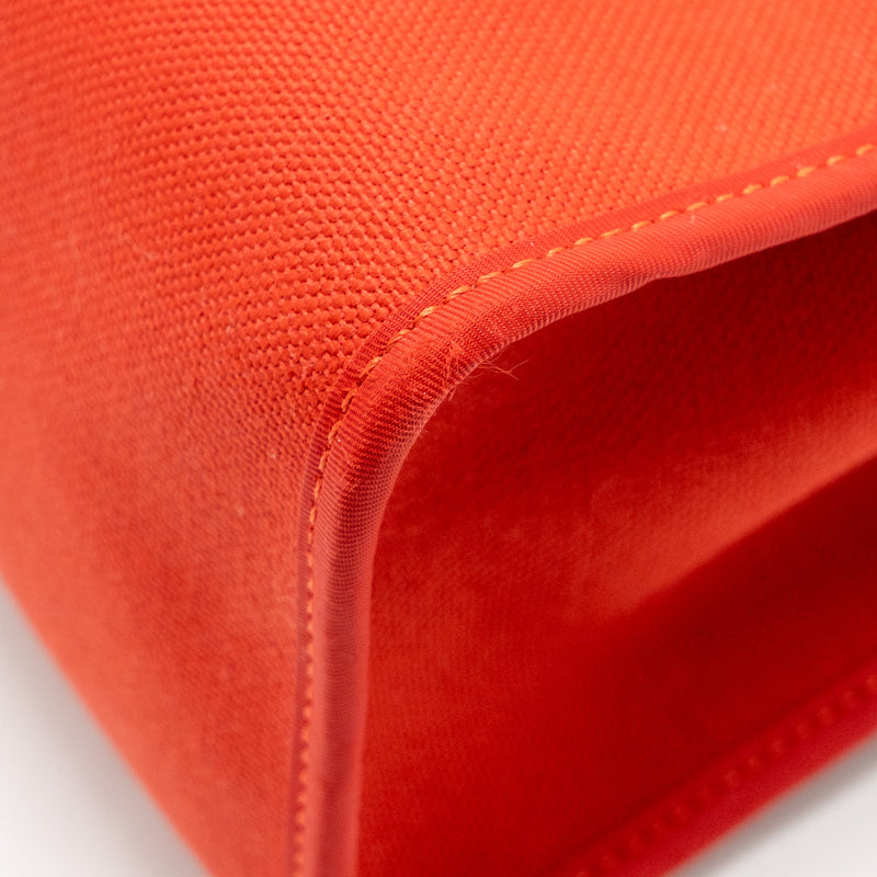 Hermes Herbag 31 Zip Bag Canvas/ Hunter Leather Rough Tomate SHW Stamp A