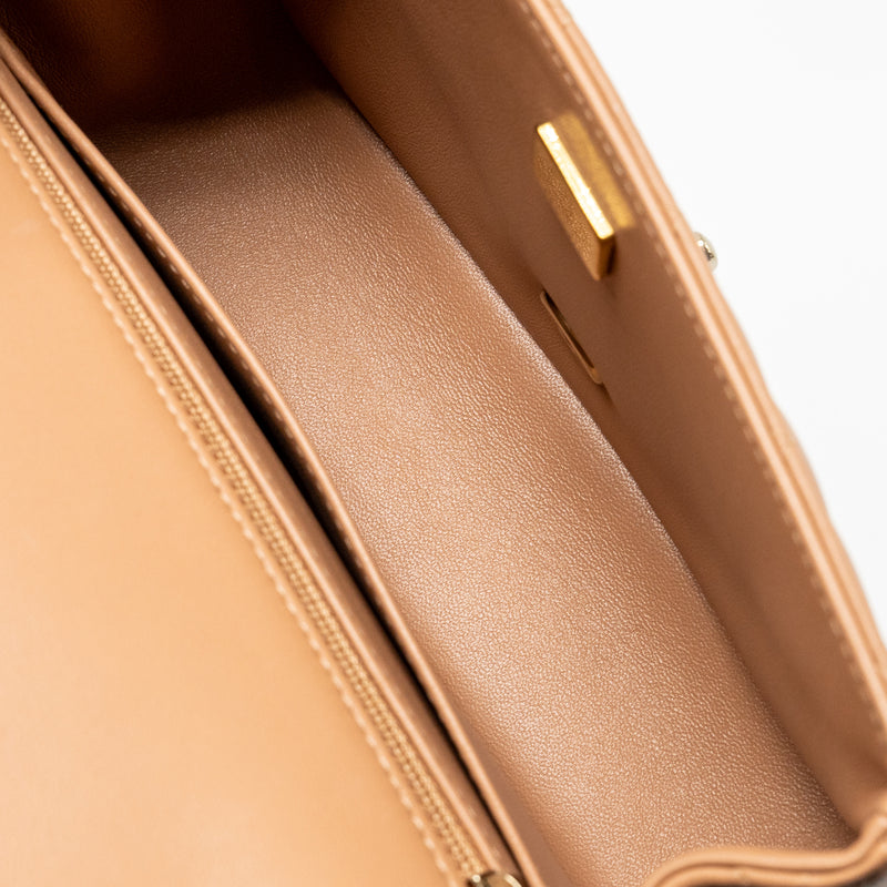 Chanel Mini Rectangular Flap Bag Lambskin Beige LGHW (Microchip)