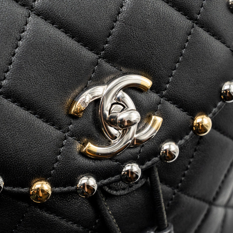 Chanel Quilted Metallic Bubble Backpack Lambskin Black Multicolour Hardware