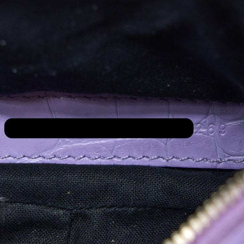Balenciaga Le Cagole XS Shoulder Bag Croc Embossed Calfskin Light Purple SHW