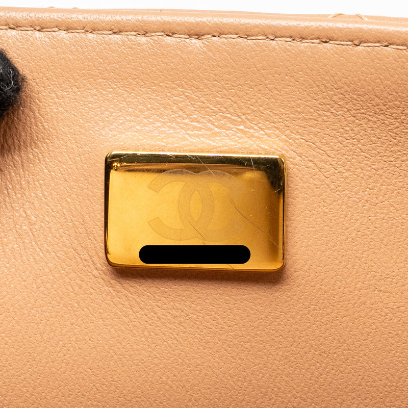 Chanel Mini Rectangular Flap Bag Lambskin Beige LGHW (Microchip)