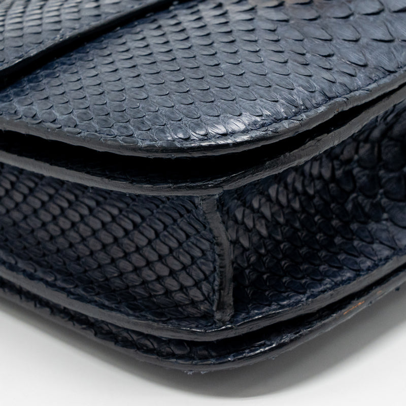 Celine medium classic box bag python navy GHW
